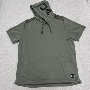 Under Armour Hoodie Mens 2XL Green Threadborne Terry Short Sleeve Gym Workout